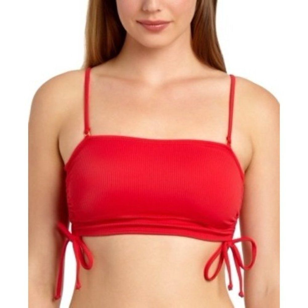 California Waves Ribbed Side-Tie Bandeau Top - NEW